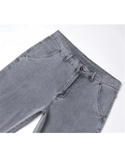 Mnjyihy Men's Summer Thin Ice Silk Denim Pants Loose Straight Jeans Soft Drape Business Casual Trousers2