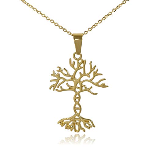Clayton Jewelry Labs DNA Tree of Life Stainless Steel Pendant Necklace (Gold)