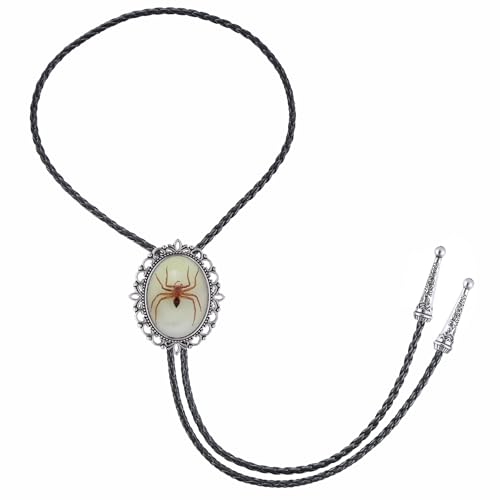 Image of Jeilwiy Bolo Tie for Men Real Stone Westwern Cowboy Ties Silver Bolos Women Leather Necktie Gift for Birthday Christmas