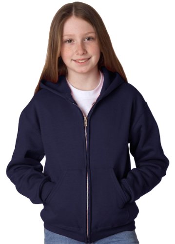 Sweat ZP HOOD 993B JZ bleu marine veste à capuche YTH 50/50 8OZ M