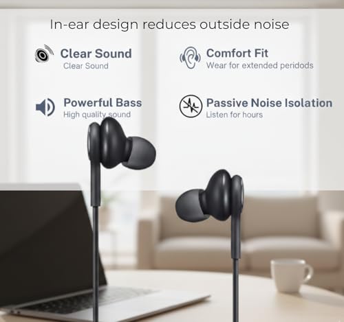 Image of Original EO-IC100 Type-C for Samsung Wired Earphone A55 A54 A53 Series Heavy Bass Boost, Noise-Cut Mic, Soft Ear Cushions, Rich Stereo Output (Black)