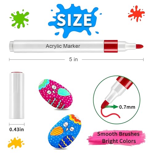 Image of JOUET 24 Colors Acrylic Paint Markers Set, Water-Based Non-Toxic Fine Tip Paint Pens for Rock Painting, Wood, Fabric, Glass & Canvas, Quick-Dry Waterproof Art Markers for Kids & Adults