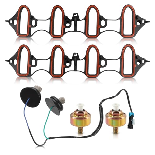 CARBBIA Dual Knock Sensors With Wiring Harness/Ignition Detonation Sensor/Intake Manifold Gasket Kit - Compatible With Pontiac GTO, Cadillac Escalade, Chevy Express - MS4657