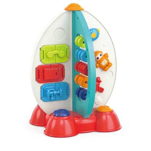 Zcpotizi Space Rocket Activity Cube Toys for Baby, Sensory Learning Toys for 1 Year Old Boy Girl Birthday Gifts, Busy Board for 18 Months Toddler