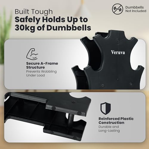 3 Tier Dumbbell Rack with Anti-Slip Pads (Dumbbells Not Included) - Small Weight Rack for Home Gym Equipment - Home Gym Accessories Weight Storage Compact 3 Tier Stand 31x28x8.5cm 30kg Capacity - Image 4