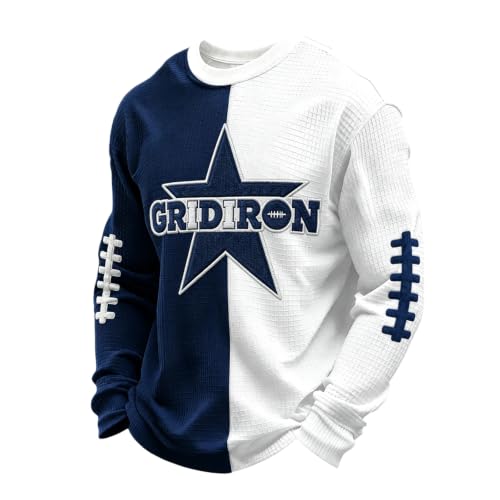 Rugby Shirts Men Long Sleeve Waffle Knit Game Day Casual Sweat Shirt - image 1