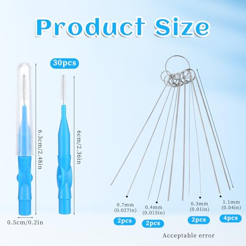 Image of 40 PCS Show Head Cleaner Picks for Small Hole, Anti-Clogging Shower Head Cleaning Brush Small Hole with Storage Boxes Nozzle Unclogger Tool for Household Bathroom (Blue)