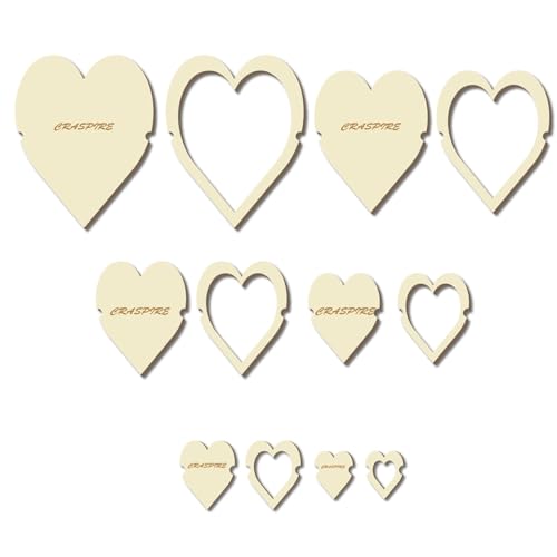 CRASPIRE 12Pcs 6 Size Heart Macrame Cutting Molds Wood Rings Rustic Natural Wooden Cutting Template Frame Feather Tassel Dream Catcher Wall Hanging Wreath Tool for DIY Weave Crafts Making Home Decor