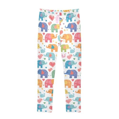 KLL Colorful Elephant Cartoon Toddler Baby Girl Basic Leggings Fashion Full Length Yoga Pants Exercise