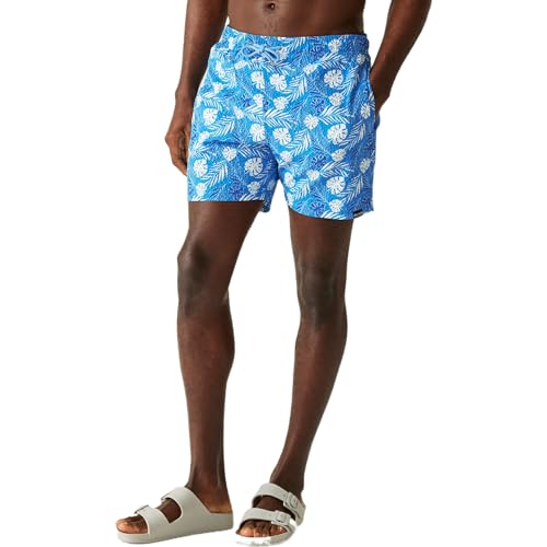 Regatta Loras - Bañador para hombre, Elysium Blue Leaf Seersuck Co-ord, Medium