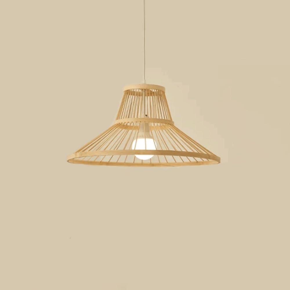 YNAHZAOK Adjustable Height Pendant Light Fixture with Bamboo Weaving Lampshade Wabi Sabi Style Hand Knitted Bamboo Hanging Lamp Hollow Out Chandelier Japanese-Style Tea Room Restaurant Pendant Lamp