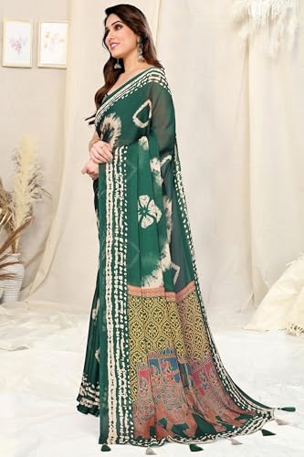 Image of MIRCHI FASHION Saree for Woman Chiffon Shibori Printed | Lightweight Regular Use and Professional Office Sari with Blouse Piece