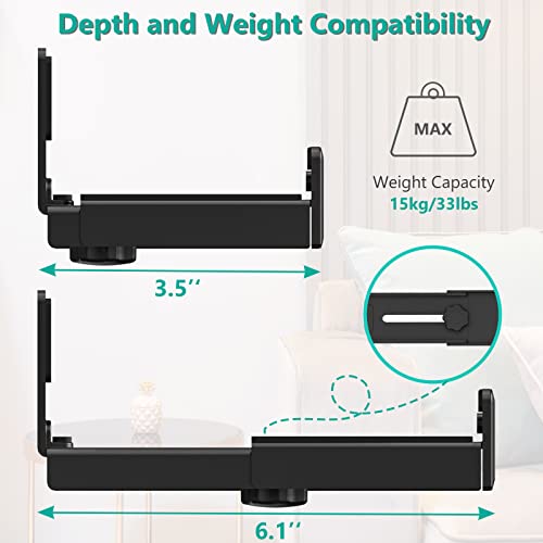 Wali Universal Soundbar Wall Mount, Center Channel Speaker Wall Mount Dual Bracket Hold Up To 33 Lbs, Arms Extend Adjustment From 3.5 To 6.1 Inch (Slk202), Black #TOP4