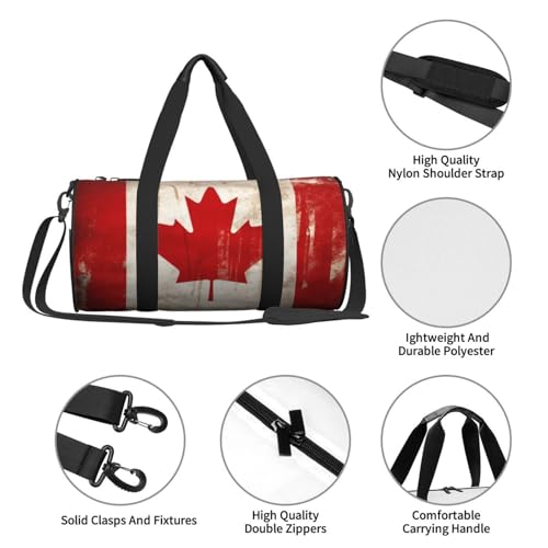 Travel Duffle Bag Weekender Bags for Men Women with Shoe Compartment Large Capacity Weekender Overnight Bag Retro Canada Flag Carry On Tote Bags Sport Gym Bag for Travel Yoga, Black, One Size4