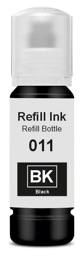 Image of 011 & 012 Refill Ink Bottle Compatible with Epson Model L8180 and L8160 Printer (011 Black Ink 1 Pcs)