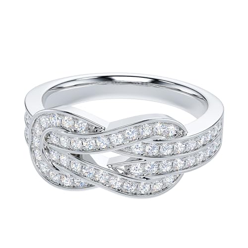 THELANDA Genuine Moissanite or Simulated Diamond Tie The Love Knot Infinity Promise Ring Wedding Band For Women3