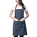 JILIHOU Kuchnia Fartuch Unisex Fartuchy Denim Regulowane Mężczyźni Kobiety Fartuch z Kieszonkami Kucharzy Gotowanie Pieczenie Fartuch Kuchenny (Color : Blue, Size : One size)