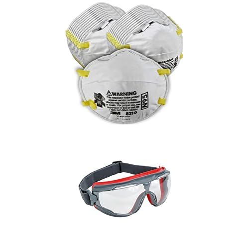 Bundle of 3M Particulate Respirator 8210, 20/Pack + 3M GoggleGear 500 Series GG501SGAF, Clear Scotchgard Anti-fog Lens