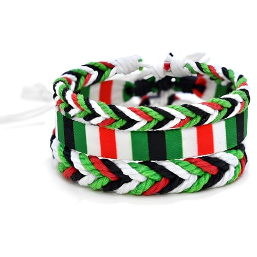 BLPRKOT 3 Pièces Bracelet Palestine fait à la main, couleur drapeau de pays tibétain, liberté pour les Palestiniens, bracelets de soutien palestiniens pour hommes et femmes