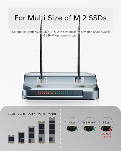 Duplicador SUITOK M.2 NVMe SSD con estación dual USB-C miniatura 4