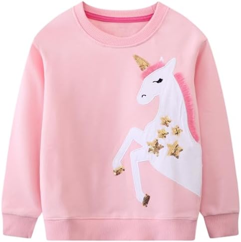 Bumeex Toddler Girl Sweatshirt Clothes Outfit,Cotton Crewneck Chr...