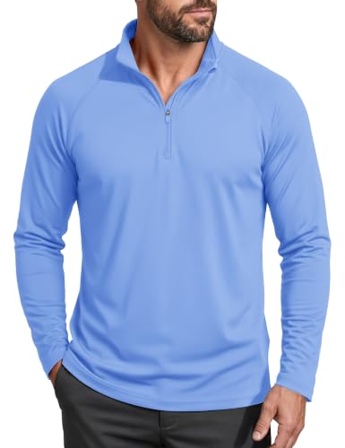 Image of MAGCOMSEN Men's Quarter Zip Pullover Long Sleeve Sweatshirts Fleece Lined Golf Pullover Thermal Gym Workout Tops