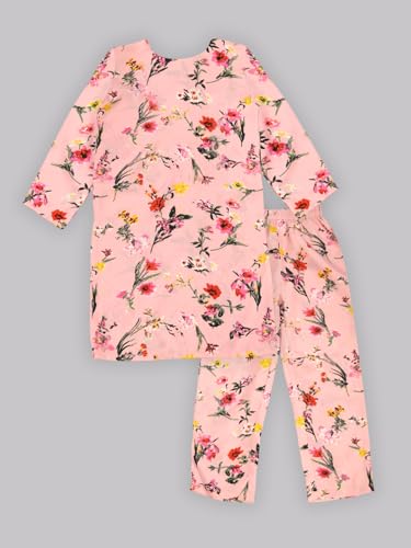 Image of A.T.U.N. (ALL THINGS UBER NICE) Girls Printed 3 /4 Sleeve Kurti and Pant Set | Stylish Traditional Ethnic Wear Salwar Suit Set for All Ocassions