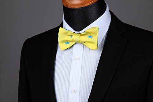 Image of HISDERN Bow Ties for Men Self Tie Animal Bowties Pocket Square Woven Silk Fun Bowtie Handkerchief Set for Wedding Party