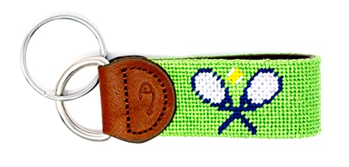 Image of Leather Hand-Stitched Needlepoint Key Fob or Key Chain