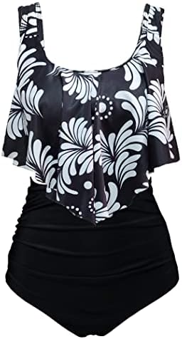 Aidotop Swimsuit for Women Top Ruffled High Waist Swimwear Two Pieces Bathing Suits Bikini Sets