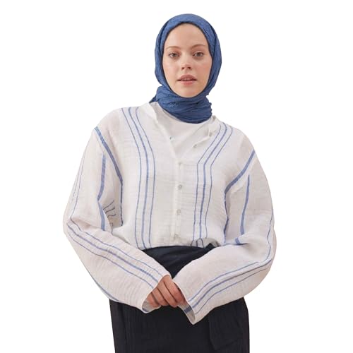 Wrinkle Long Scarf | Women Muslim Head Wraps Hijab | Soft Crinkle Scarf for Seasons | Solid Color Long Bambu Shawl