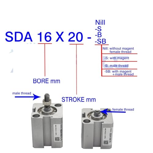Cilindro neumático compacto serie SDA40 de doble efecto con imán interno 3