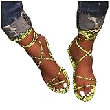 Xinantime Women Slippers Summer Sexy Snake Cross Bandage Flat Bottom Ladies Sandals (Yellow,8)