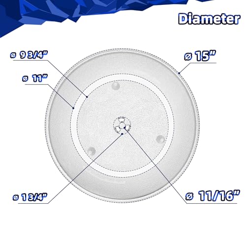 Image of 15 inch Microwave Glass Plate compatible with Panasonic B06014W00AP replacement for 15 inch Microwave Glass Turntable F06014W00AP A06014A00AP A06014W00AP