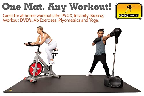Pogamat Premium Large Exercise Mats - 6 Ft X 4 Ft X 1/4" Thick Durable Workout Mat For Home Gym Flooring - Works Great For All Cardio, Yoga Mat, Exercise Bike, Equipment - Use With Or Without Shoes #TOP3