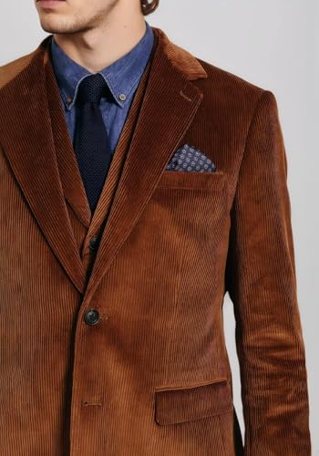 Mens Corduroy Suit 3 Piece Suits Slim Fit Suit Blazer Vest Pants Set Formal Wedding Prom Tuxedos Business Suit3