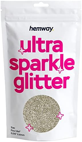 Hemway Premium Ultra Sparkle Glitter Multi Purpose Metallic Flake for Arts Crafts Nails Cosmetics Resin Festival Face Hair - Champagne Gold - Fine (1/64" 0.015" 0.4mm) 100g / 3.5oz