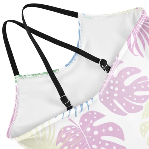 Tropical Leaves Colors Girls One Piece Swimsuit Beach Swimwear 208619754