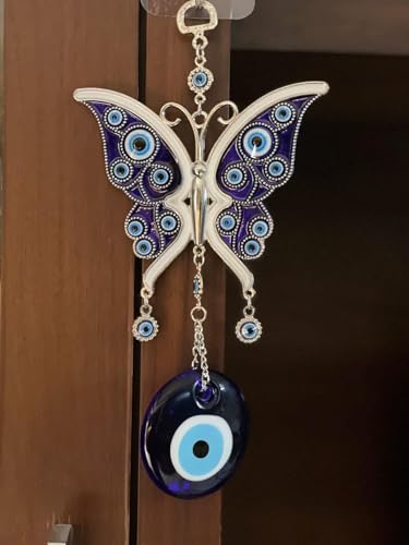 Image of BLUE BEADS Turkish Feng Shui Vastu Blue Glass Evil Eye Hanging /Door Hanging Nazar Batu for Protection and Good Luck - Perfect for Gifting Home or Office (BUT02)