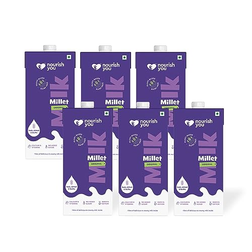 Image of Nourish You Plant Based Millet Mlk with goodness of Ragi, Jowar, Bajra & Oats |Lactose Free | Dairy Free | Preservatives free | Healthy Creamy Mlk | No-added sugar | 6L (1L each x 6)