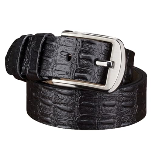 Western Belts For Men Single Prong Buckle,Engraved Alligator Hornback Back Bone Crocodile Pattern Embossed Strap(2
