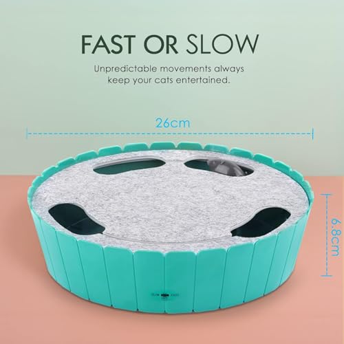 Image of Pawaboo Interactive Cat Toy with Running Mouse, Electronic Motion Cat Toy Automatic Teaser for Indoor Cats, Pop and Play Hide Seek Cats Toys Hunting Mouse for Pet Kitten Play Fun Exercise, Lake Blue