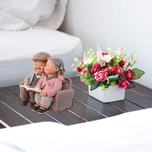CLISPEED Mini Amoroso Casal Idoso Estatuetas Enfeites de Mesa Resina Aniversário de Casamento Dia Do