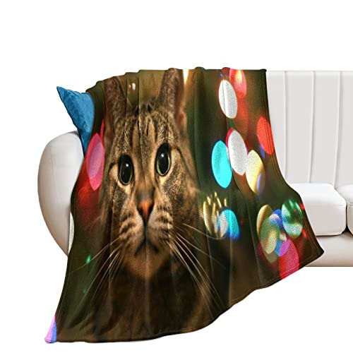 Alibiffy Cat-Animals-Christmas Design Full-Color Printing, Flannel Material, With Light And Breathable, No Shedding, Anti-Pilling, Anti-Wrinkle Quality Blanket 30"X40" #TOP11