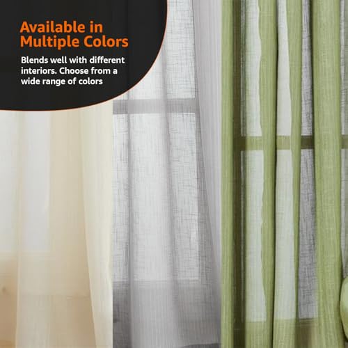 Image of Amazon Basics - Sheer Window Curtains | Light Filtering | 5 Feet | Set of 2 | Plain Design | for Living Room, Bedroom & Balcony | 115 cm x 150cm, Color - Grey