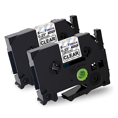 Fimax Compatible Label Tape Replacement for Brother TZe111 TZe-111 TZ111 P-Touch Laminated Label Tape Maker 6 mm 0.24 Inches Black on Clear