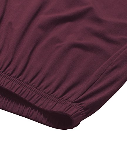 Latuza Women's V-Neck Sleepwear Short Sleeves Top With Pants Pajama Set (X-Large, Wine Red) #TOP4