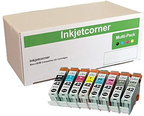 Inkjetcorner Compatible Ink Cartridges Replacement for CLI-42 CLI 42 CL-42 for use with Pro-100 (1 Black, 1 Cyan, 1 Magenta, 1 Yellow, 1 Photo Cyan, 1 Photo Magenta, 1 Gray, 1 Light Gray, 8-Pack)