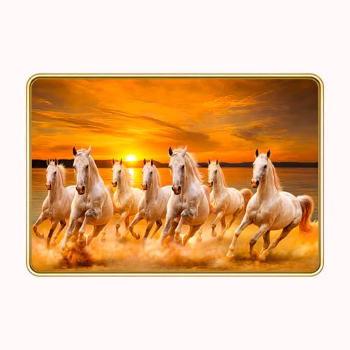 Image of 7 Running Horses Vastu Photo Frame, 16x24 Inch