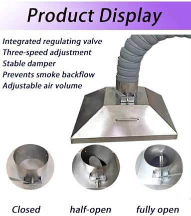 Flexible Industrial Fume Extractor Hose - 160mm x 200cm Welding Ventilation Tubing with Stainless Steel Hood for Factory & Workshop Air Filtration